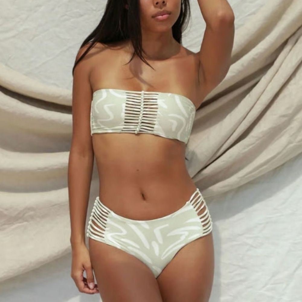 NWT Stone Fox Swim Aloe Lines Simone Bikini Bottoms (M)